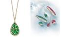 EFFY Collection EFFY&reg; Emerald (3-1/20 ct. t.w.) and Diamond (1/4 ct. t.w.) Teardrop 18" Pendant Necklace in 14k Gold
